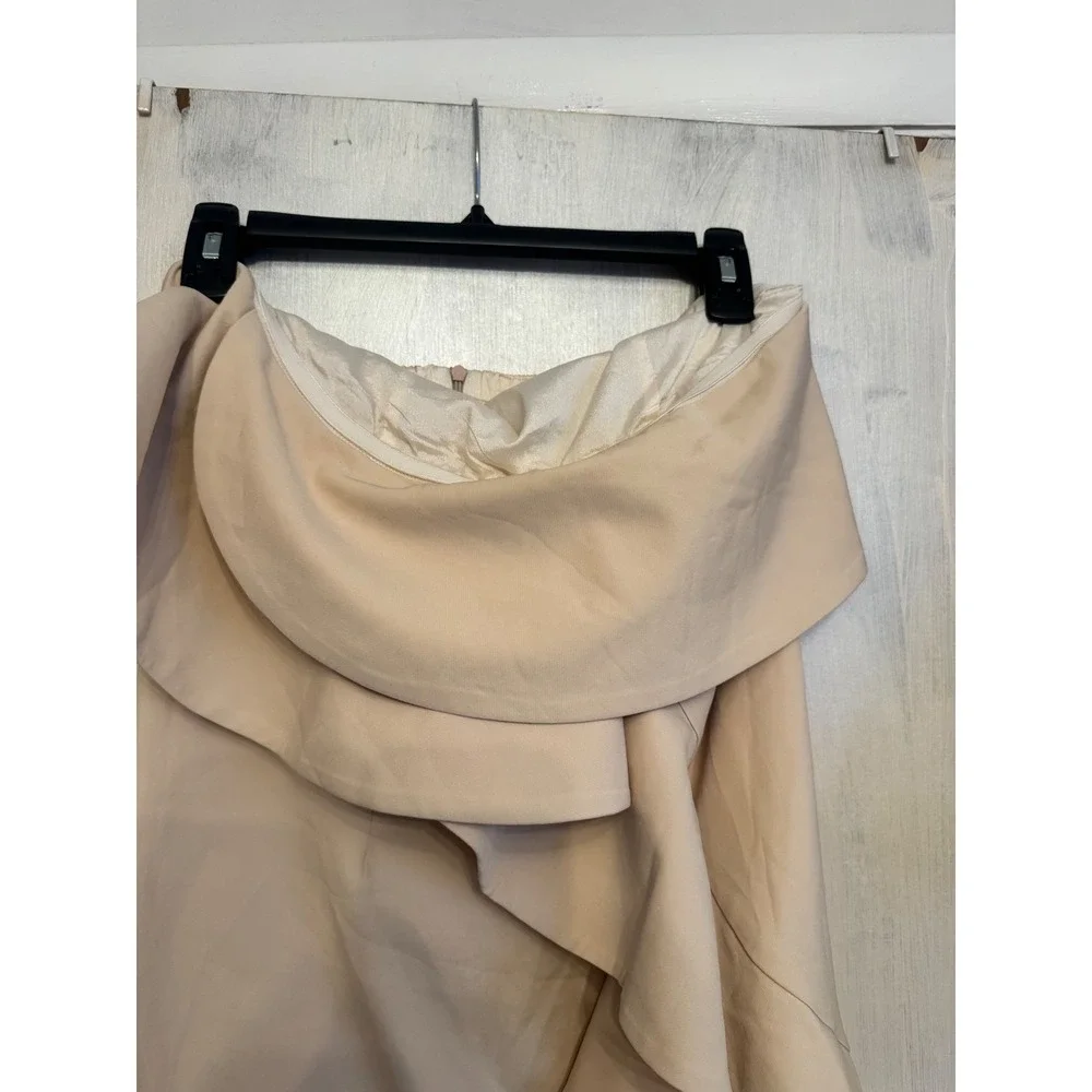 FEW MODA NEW YORK‎ Strapless Ruffle Overlay Dress Beige M - Picture 9 of 11
